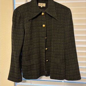 SIGNATURE Paula Hian Green and Gold Blazer Structured Tailored Design